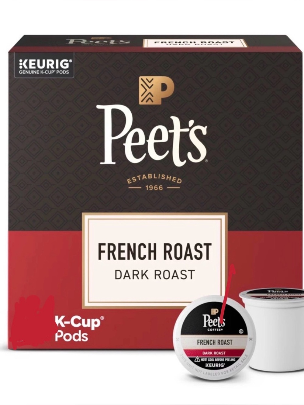Peet’s Coffee French roast K cups Dark Roast Coffee Pods 80 Count